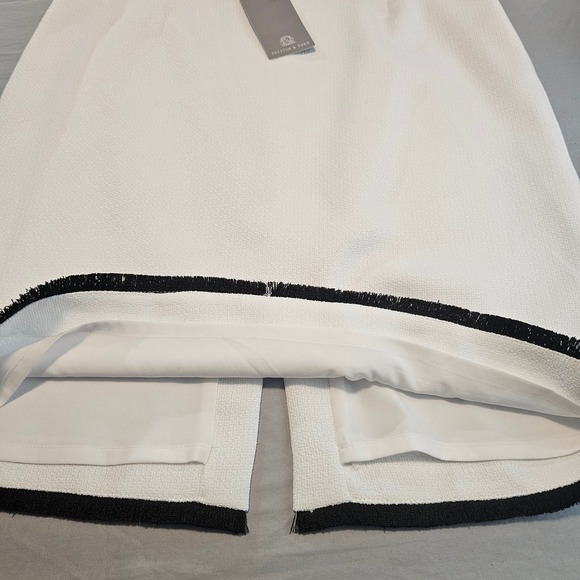 Preston & York 16 Nautical Glam Suzanne Tweed Knee Skirt White Black Hem 1076 - Picture 4 of 8